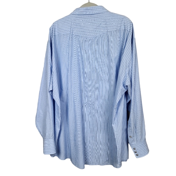 Panhandle Pearl Button Blue Striped Button Down Shirt Men's Neck Size 20 4XL - Picture 5 of 12